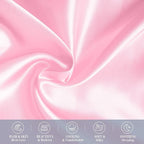 Elegant Comfort 6-Pack Cooling Viscose Satin Pillowcase Set with Hidden Zipper Closure, Silky Smooth for Hair and Skin Care-Beautiful Gift Box-6-Piece Satin Pillowcase Set, Standard/Queen, Light Pink