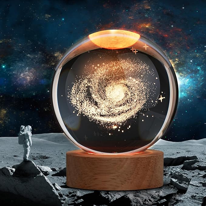 Large 3D Galaxy Crystal Ball Night Light, Crystal Lamp 16 Color Changing with Remote Control for Bedroom Decor, Ideal Birthday Gift for Teens Boys and Girls, Galaxy Model