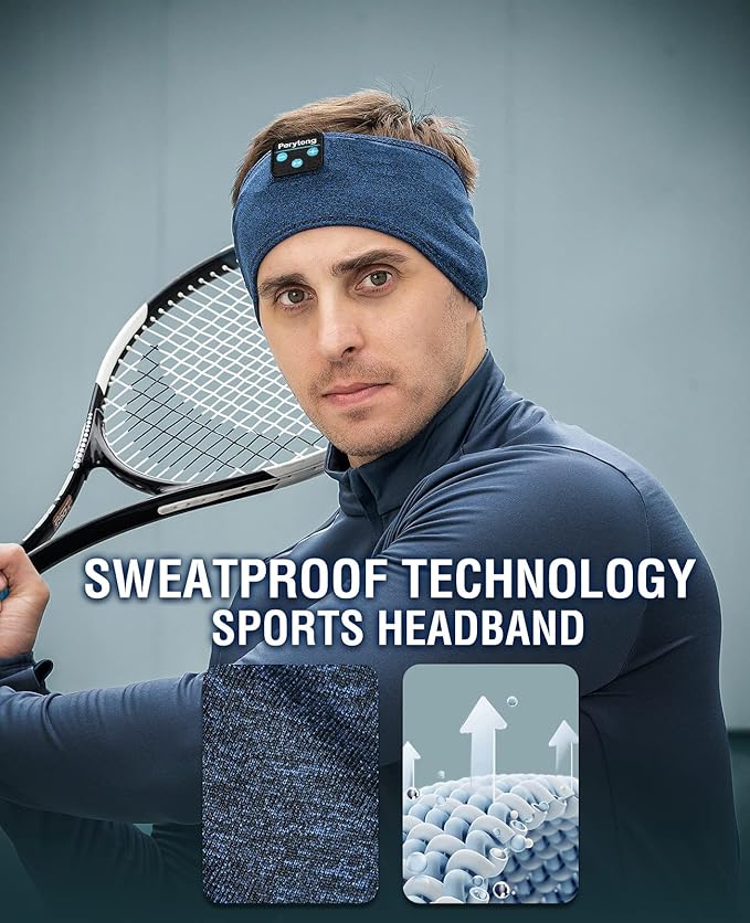 Perytong Sleep Bluetooth Headphones Headband, Sleep Headphones for Side Sleepers, Comfortable Sleeping Headband with Thin Wireless Earphones Microphone Handsfree Ideas for Women Men, PES01