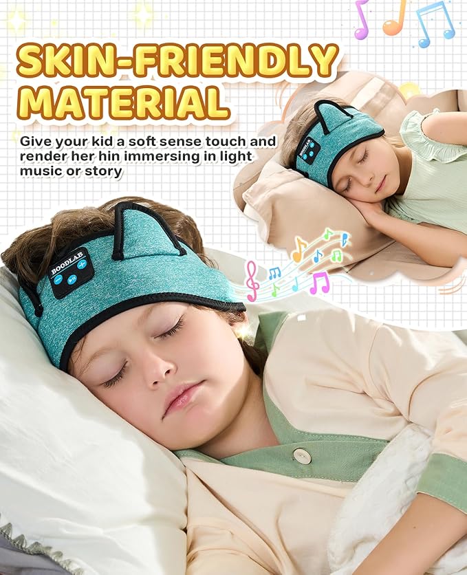 Kids Bluetooth Headband Headphones - Wireless & Wired 3.5mm Jack, Thin Speakers, Adjustable Comfort Fit, Perfect for Toddlers & Children - Home, School & Travel Essentials