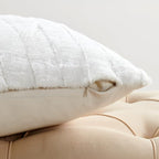 Striped Throw Blanket and Pillow Covers Set (No Inserts) for Couch and Bed, Plush Warm Lightweight Fuzzy Faux Fur Blanket for All Seasons (60" x 80", Pure White)