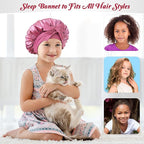 2 PCS Kids Bonnets for Girls, Silk Bonnet for Kids, Satin Bonnet for Sleeping, Baby Toddler Tie Bonnet Sleep Cap