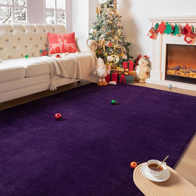 Przemy Washable Area Rug for Living Room Bedroom, 6x9 Feet Dark Purple Memory Foam Rug, Super Soft Modern Indoor Carpet for Kids Room Girls Boys Dorm Nursery Decor Mat