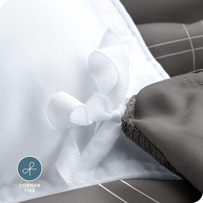 Bare Home Duvet Cover - Oversized Queen Size Bedding Set - Premium 1800 Super Soft Collection - Lightweight, Cooling - Soft Breathable Duvet Cover (Oversized Queen, Modern Plaid - Grey/White)
