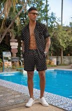 Ekouaer Men Satin Silk Pajamas Set with Pockets Sleepwear Shorts Satin Summer Loungewear 2 Piece Button Down Set S-3XL