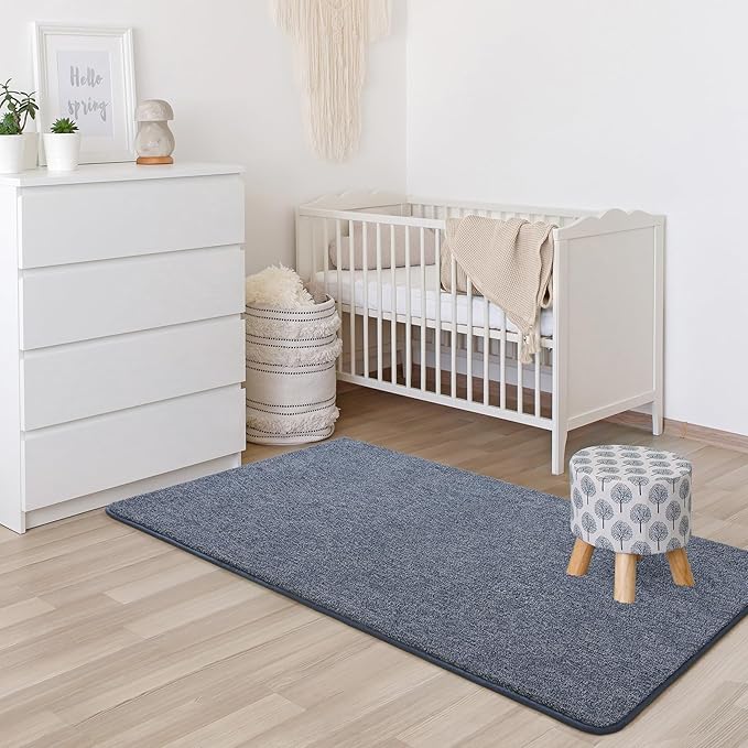 Keeko Soft 2x4 Small Runner Rug, Bedside Rugs for Bedroom Indoor Runner Hallway Carpets Non Slip Living Room Area Throw Rugs Memory Foam Laundry Room Rug for Teen Kids Boys Dorm Room Decor Blue