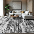 Area Rug 5x7 Washable Living Room Rug Abstract Print Non-Slip Low Pile Soft Faux Wool Carpet Rugs for Bedroom Kitchen Dining Room Playroom Kids Room Dorm Office Farmhouse Home Decor (Black and Grey)