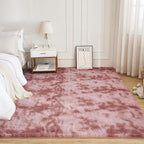 Litanika 5x8 Shag Area Rug for Living Room Bedroom, Tie-Dyed Dusty Pink High Pile Soft Plush Shaggy Furry Bedside Playroom Dorm Carpet, Non-Slip, Non-Shedding Modern Indoor Floor Rug