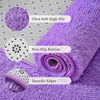 junovo Purple Washable Area Rug for Boys Bedroom Living Room, 4x5.3 Soft Non-Slip Fluffy Rugs, Shag Plush Memory Foam Carpet for Kids Room Baby Nursery Home Decor