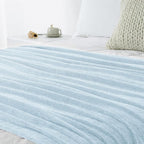 Chenille Throw Blanket for Couch 50"X 60", Soft Cozy Throws with Fringe Tassel for Bed Sofa Chair Cover, Lightweight Knitted Decorative Boho Blankets for Living Room, Light Blue
