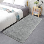 ISEAU Fluffy Runner Rug for Dorm, College, Apartment, Bedroom Plush Area Rugs, Shag Carpet with Rubber Backing Non Slip, Comfy Nursery Mat Bedside Rug for Kids Boys Room Home Decor, 2ft x 6ft, Grey