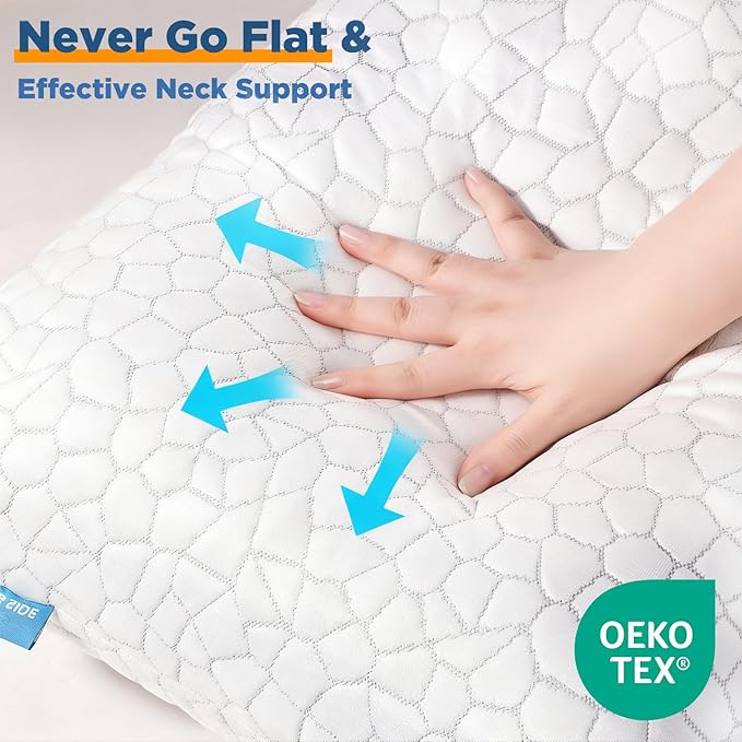 Cooling Pillow King Size Set of 2, Adjustable Bed Pillows for Sleeping, Luxury Shredded Memory Foam Side Sleeper Pillows, Firm Cervical Neck Pillow for Side Sleepers Neck Pain-Cool Cervical Pillows