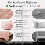 Southshore Fine Living, Inc. Oversized Bedding Quilt, Lightweight Bedding, Twin XL Bedspreads for Adult, Soft Coverlet 2-Piece Set with One Matching Pillow Sham, All Season Twin/XL Quilts, Pastel Pink
