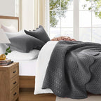 IR Imperial Rooms Twin Quilt Bedding Set Size (68” x 86”) + 1 Pillow Shams (20” x 26” + 2”) - 2 Pcs All Season Lightweight Reversible Microfiber Coverlet Embossed Quilt Bedspread (Charcoal)