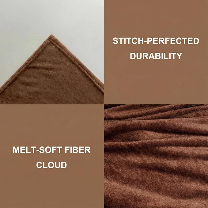 Fleece Blanket Full/Queen - 80x90 Inch Lightweight & Buttery-Soft Throw for Bed, Sofa, Camping | 300GSM Cloud-Touch Microfiber | Cozy Essentials for Travel & Movie Nights, (Brown)