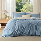 Bedsure Duvet Cover King Size - Soft Double Brushed Bedding Set for Kids & Adults, Zipper Closure, 3 Pieces, Includes 1 Duvet Cover (104"x90") & 2 Pillow Shams, NO Comforter, Mineral Blue
