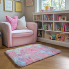 Amdrebio Rainbow 2x3 Small Area Rugs for Girls Bedroom Kids Room Decor, Pastel Colorful Rug for Playroom Preppy Dorm, Cute Unicorn Shaggy Rug for Baby Princess, Kawaii Fluffy Plush Carpet for Nursery