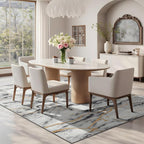 CRYPTOLITE Living Room Rug Washable Abstract Rugs with Non-Slip Backing Low Pile Area Rug for Living Room, Bedroom, Dining Room, 6x9, Gold&Grey