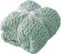 Chunky Knit Blanket Throw - 100% Hand Knitted Chunky Soft Throw Blanket for Couch, Thick and Warm Blanket for Winter, Dark Green, 50x60 Inches