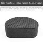 QIELIZI Remote Control Holder, PU Leather Remote Caddy Desktop Organizer with 5 Spacious Compartments for TV Remotes/Media Controllers/Office Supplies (1-Wood Black