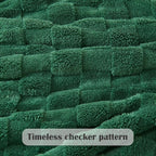 NEWCOSPLAY Super Soft Twin Blanket Dark Green Premium Silky Flannel Fleece 3D Checkered Lightweight Bed Blanket All Season Use (Dark Green Checkered, Twin(60"x80"))