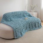 Luxury Chunky Knit Blanket Throw, Handmade Thick Chenille Yarn Throw 50x60, Cable Knit Crochet Blanket, Decorative Cozy and Soft Crochet Throw Blanket for Couch Home Decor