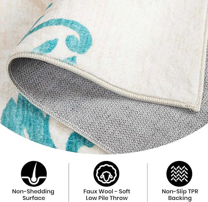 CRYPTOLITE Abstract Area Rug 5x7 Washable Rug with Non-Slip Backing Low Pile Area Rug Area Rugs for Living Room, Bedroom, Dining Room, Beige
