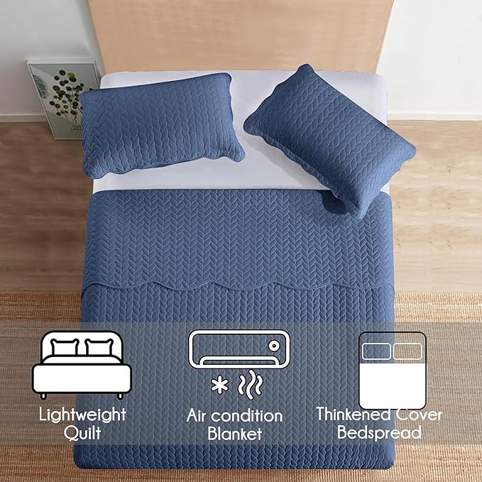 IR Imperial Rooms 8 Pack Quilt King Size Bedding (106" x 96") - Bulk Wholesale for Hotels, Guest Bedroom & Airbnbs - Lightweight Microfiber Reversible Embossed Quilts Bedspread (Light Blue)