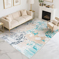 CRYPTOLITE Living Room Rug Washable Abstract Rugs with Non-Slip Backing Low Pile Area Rug for Living Room, Bedroom, Dining Room, 6x9, Beige