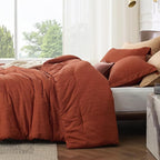 Bedsure King Size Comforter Set - Burnt Orange Soft Bedding for All Seasons, Cationic Dyed Bed Set, 3 Pieces, 1 King Size Comforter (104"x90") and 2 Pillow Shams (20"x36"+2")