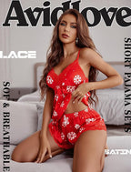 Avidlove Satin Pajamas Set Womens Lace Sleepwear Sexy Lingerie Cami Shorts Set S-XXL