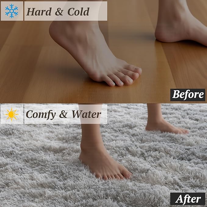 4x6 Area Rugs for Living Room Bedroom, Soft Fluffy Shaggy Bedside Rug, Indoor Floor Carpet for Kids Playroom, Dorms, Nursery Rooms, Home Decor (Tie-Dyed Light Grey 4'x6')