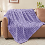 BEDELITE Lavender Throw Blanket for Couch and Bed- Super Soft and Warm 3D Checkered Fluffy Fuzzy Fleece Blanket, Luxurious Plush Cozy Blanket for Room Decor Spring, 50x60 inches