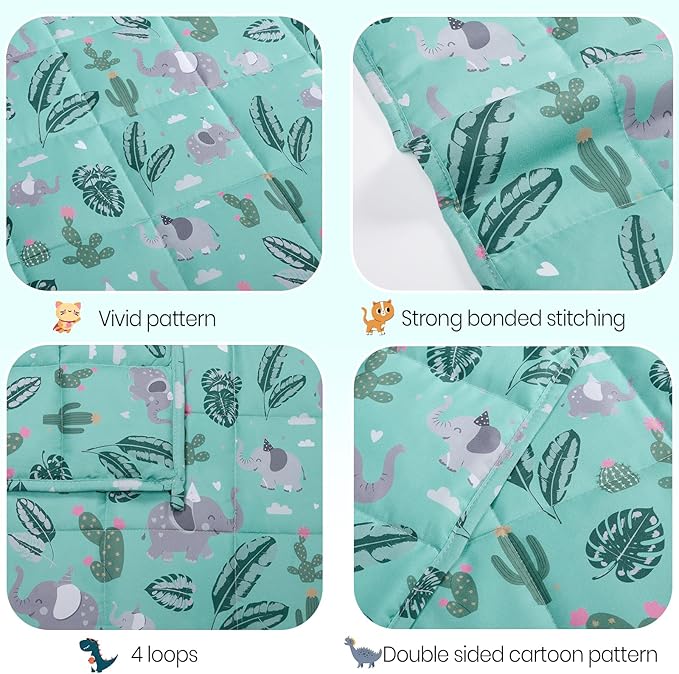 HOSUKKO Weighted Blanket - 3 lbs Green Bush Heavy Blanket - Breathable Blanket(36 * 48 inches, 3 lbs)