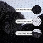 KING DARE 8x10 Area Rugs for Living Room, Soft Plush Fluffy Shaggy Fuzzy Furry Large Black Rug, Anti-Slip Washable Modern Big Floor Carpet for Bedroom Aesthetic Home Decor