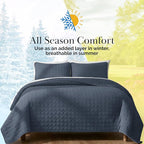 Southshore Fine Living, Inc. Oversized Full Size Quilt Bedding Set, Lightweight Bedspread Queen Size, Soft Coverlet 3-Piece Set with Two Matching Quilted Pillow Shams, Navy Blue