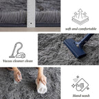 8x10 Area Rugs for Living Room Bedroom, Soft Fluffy Shaggy Bedside Rug, Indoor Floor Carpet for Kids Playroom, Dorms, Nursery Rooms, Home Decor (Grey 8'x10')