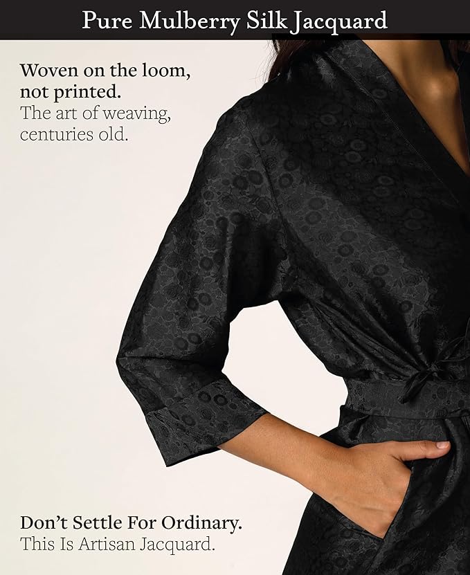 Tara Sartoria Luxury Artisan Silk Robe for Women, Washable, Full Length, Jacquard, XS–4XL, Oprah Daily 2025