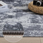 Area Rug 8x10 Washable Rugs Modern Abstract Area Rug Soft Non-Slip Non-Shedding Faux Wool Stain Resistant Floor Carpets for Living Room Bedroom Dining Room Kids Room Home Office (Grey and Black)