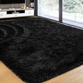 Softlife Black Area Rug for Bedroom, Fluffy Shag Plush Rugs for Living Room Girls, Shaggy Throw Soft Fuzzy Small Kids Carpet for Dorm Bedside Ultra Cozy Non-Slip Indoor Decor, 4x5.3 Feet