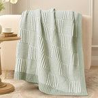 Amélie Home Knit Throw Blanket, Soft Chenille Cozy Breathable Pineapple Chunky Decorative Blanket for Couch, Bed & Sofa, French-Inspired Lightweight Warm Gift for Women, Sage Green, 50"x60"
