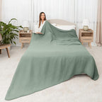 Comfy Cubs Muslin Blanket for Adults Queen 90" x 90" - 6 Layer Soft, Breathable & Lightweight Muslin Adult Blanket - Machine Washable & Designed in The US Bedding for All Seasons - Fern