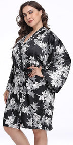 Women's Plus Size Satin Kimono Robes Short Silk Bathrobe Bridesmaid Wedding Party Nightgown Sleepwear