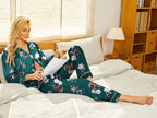 Ekouaer Women's Classic Button Down Long Satin Silk Pajama Set