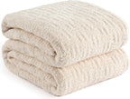 Buttery Soft Knit Throw Blanket 50x60 for Couch, Reversible Decorative Sofa Blanket, Lightweight Warm Microfiber Knitted Throw for Living Room, Bed, Farmhouse Cozy Gift, Ivory White