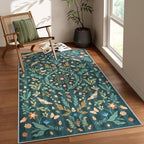 Lahome Chloe Insect Botanical 3x5 Washable Kitchen Rugs for Entryway, Soft Green Bedroom Rug, Boho Floral Non Slip Indoor Throw Carpet for Bathroom Laundry Living Room(Dark Green,3x5)