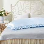 Light Blue Satin Pillowcases Body Pillow for Hair and Skin,Light Blue Body Pillow Silk Pillowcase with Envelope Closure Princess Room Decoration