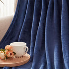 Exclusivo Mezcla Fleece Blanket Twin Size for Bed, Super Soft and Warm, All Season, Cozy, Plush, Lightweight, 60x80 Inches Navy Blue