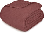 Comfy Cubs Muslin Blanket for Adults Twin 90" x 66" - 6 Layer Soft, Breathable & Lightweight Muslin Adult Blanket - Machine Washable & Designed in The US Bedding for All Seasons - Wine