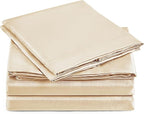 Love's cabin Full Size Satin Sheet Sets - 4 Piece Beige Silky Sheet Set with Deep Pocket, Luxury Silk Feel Satin Sheets Full Bedding Set (1 Flat Sheet,1 Fitted Sheet,2 Pillow Cases)